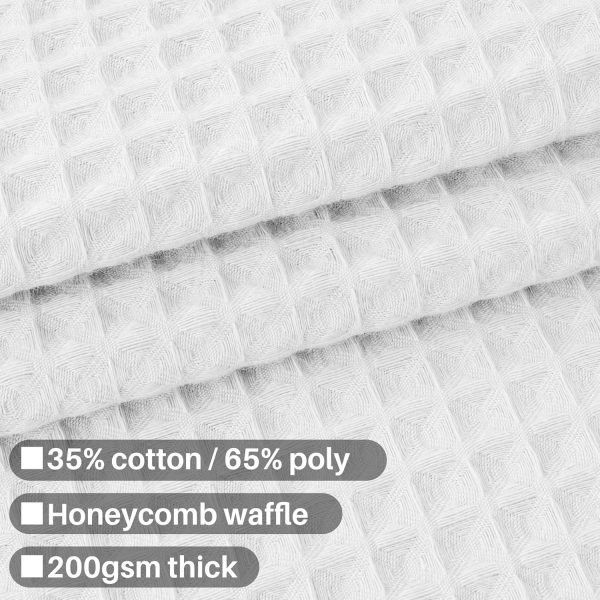 Cotton Blend Shower Curtain Honeycomb Waffle Weave, Soft & Hotel Spa, Washable, White, 72 x 72 inch - Image 2
