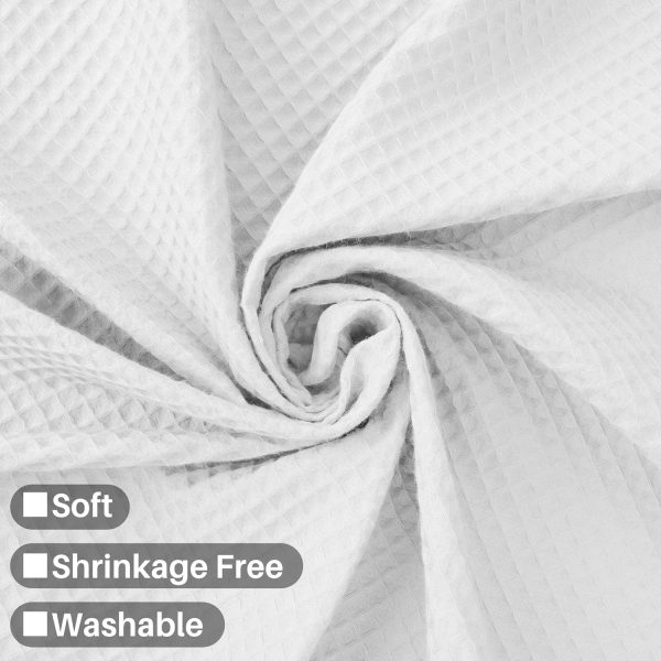 Waffle Weave White Shower Curtain Hotel Luxury Quality, Fabric Shower Curtains for Bathroom, Pique Pattern Cloth, Water Repellent and Machine Washable, Standard Size 71" x 72" - Image 3