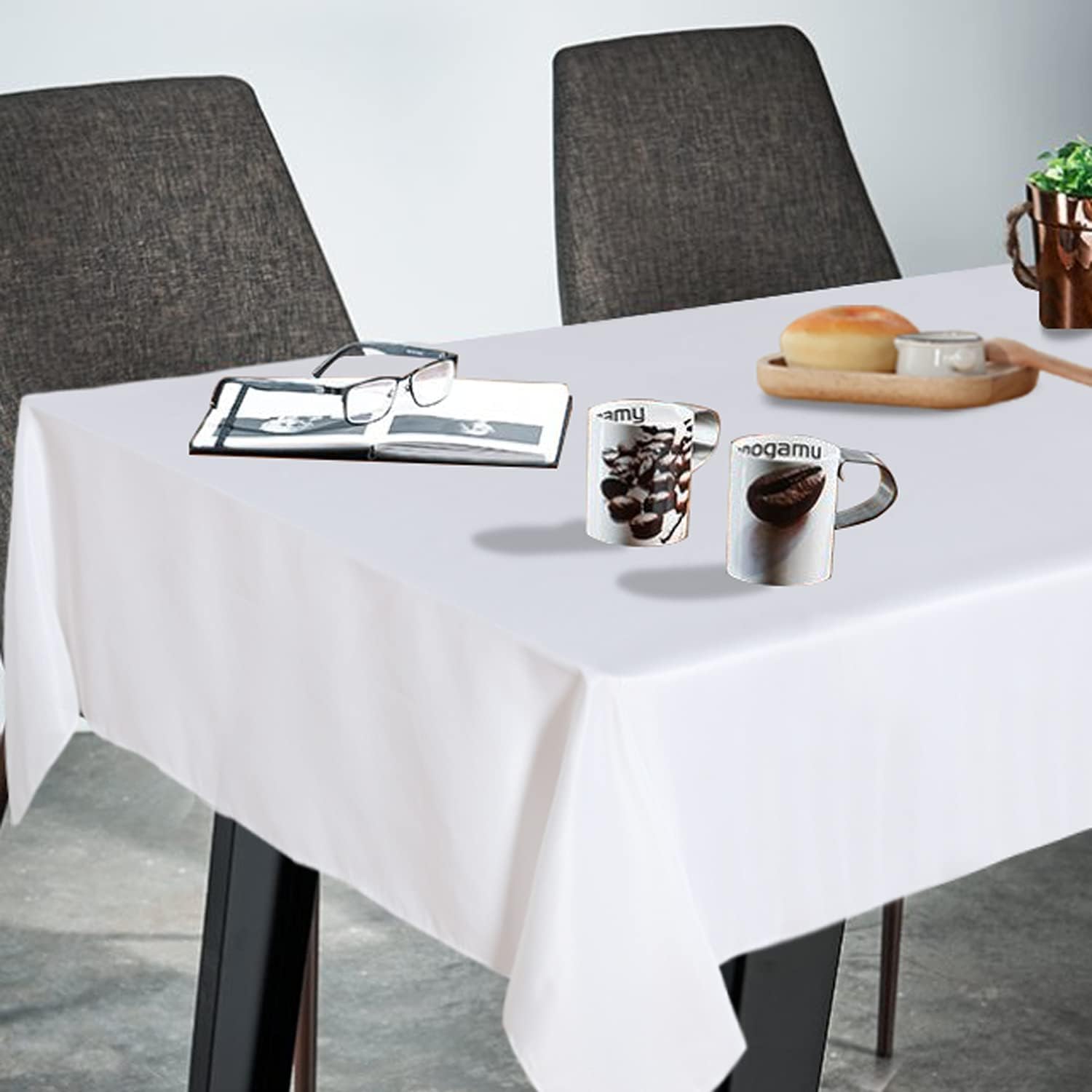 Fitable Rectangle 4 Feet Tablecloth 60×84 inch Tablecloth Stain and Wrinkle Resistant Washable Polyester Table Cloth, Decorative Table Cover for Dining Table, Buffet Parties and Camping White