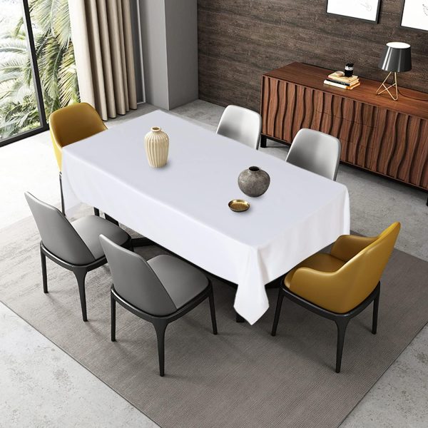 Fitable Rectangle 4 Feet Tablecloth 60x84 inch Tablecloth Stain and Wrinkle Resistant Washable Polyester Table Cloth, Decorative Table Cover for Dining Table, Buffet Parties and Camping White - Image 3
