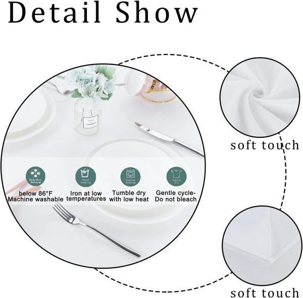 Fitable Rectangle 4 Feet Tablecloth 60x84 inch Tablecloth Stain and Wrinkle Resistant Washable Polyester Table Cloth, Decorative Table Cover for Dining Table, Buffet Parties and Camping White - Image 5