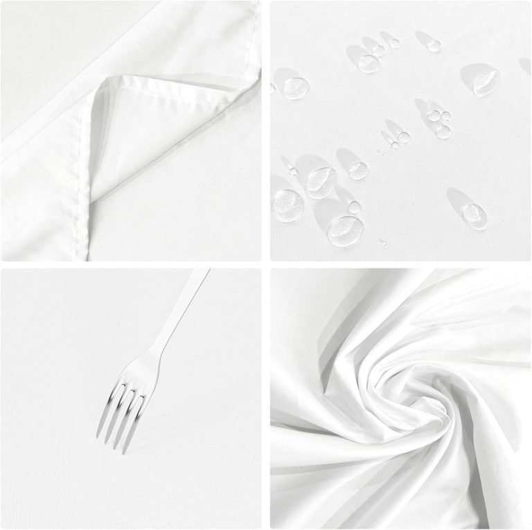 IVAPUPU 2PCS White Table Cloth for Rectangle Table – 60 x 102 Inch Tablecloths Rectangular Table Cloths Waterproof Washable Wrinkle Resistant Table Covers for 6 FT Tables Wedding Cocktail Party
