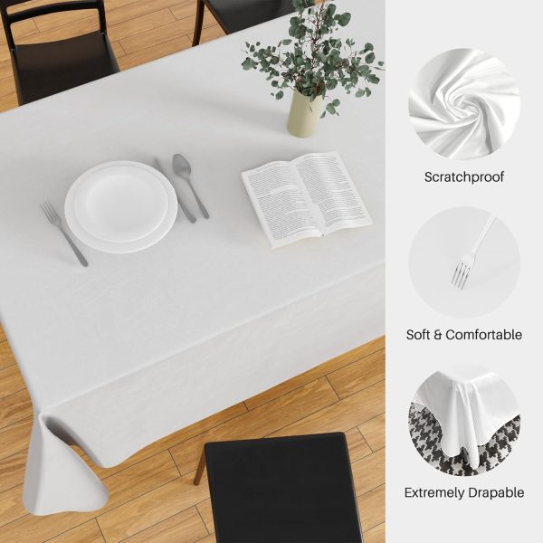 IVAPUPU 2PCS White Table Cloth for Rectangle Table - 60 x 102 Inch Tablecloths Rectangular Table Cloths Waterproof Washable Wrinkle Resistant Table Covers for 6 FT Tables Wedding Cocktail Party - Image 3
