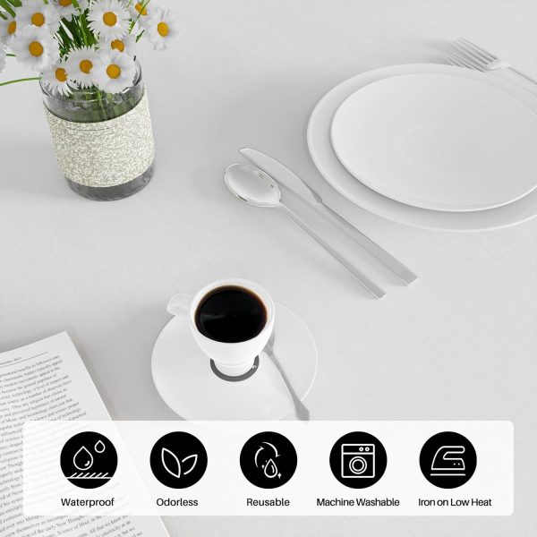 IVAPUPU 2PCS White Table Cloth for Rectangle Table - 60 x 102 Inch Tablecloths Rectangular Table Cloths Waterproof Washable Wrinkle Resistant Table Covers for 6 FT Tables Wedding Cocktail Party - Image 4