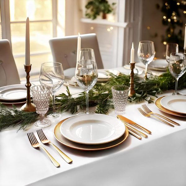 IVAPUPU 2PCS White Table Cloth for Rectangle Table - 60 x 102 Inch Tablecloths Rectangular Table Cloths Waterproof Washable Wrinkle Resistant Table Covers for 6 FT Tables Wedding Cocktail Party - Image 5