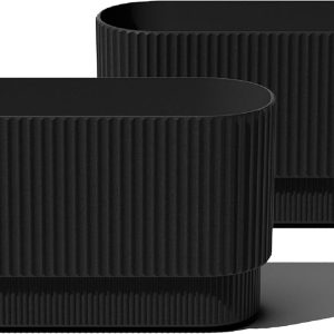 Veradek Demi Series Long Planter for Porch, Patio, Backyard | Durable Plastic-Concrete Material | Modern Décor for Shrubs, Flowers