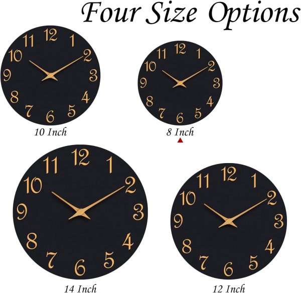 Wall Clock, 8 Inch Modern Wall Clocks Battery Operated, Small Silent Non Ticking Clock Decorative for Kitchen, Bathroom, Bedroom, Desk, Bookshelf (Black Gold) - Image 5