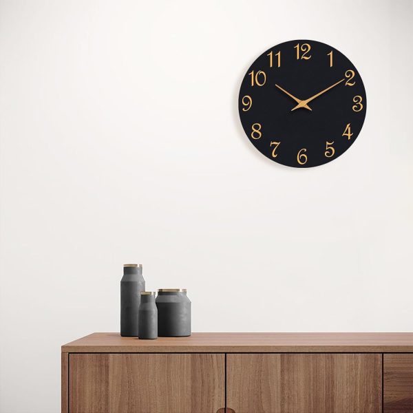 Wall Clock, 8 Inch Modern Wall Clocks Battery Operated, Small Silent Non Ticking Clock Decorative for Kitchen, Bathroom, Bedroom, Desk, Bookshelf (Black Gold) - Image 9