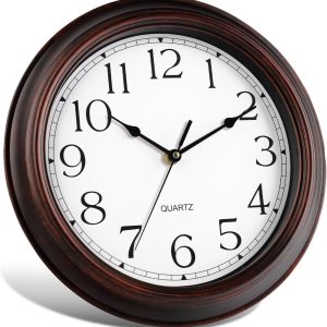 Wall Clocks Battery Operated Silent Non-Ticking Wall Clock 8.5 Inch Small Vintage Retro Rustic Style Decorative for Kitchen Living Room Home Office (Bronze)