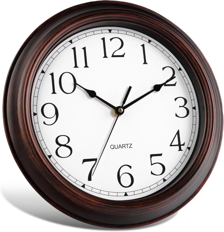Wall Clocks Battery Operated Silent Non-Ticking Wall Clock 8.5 Inch Small Vintage Retro Rustic Style Decorative for Kitchen Living Room Home Office (Bronze)
