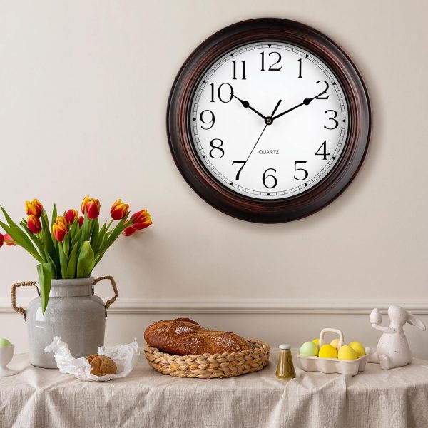 Wall Clocks Battery Operated Silent Non-Ticking Wall Clock 8.5 Inch Small Vintage Retro Rustic Style Decorative for Kitchen Living Room Home Office (Bronze) - Image 3