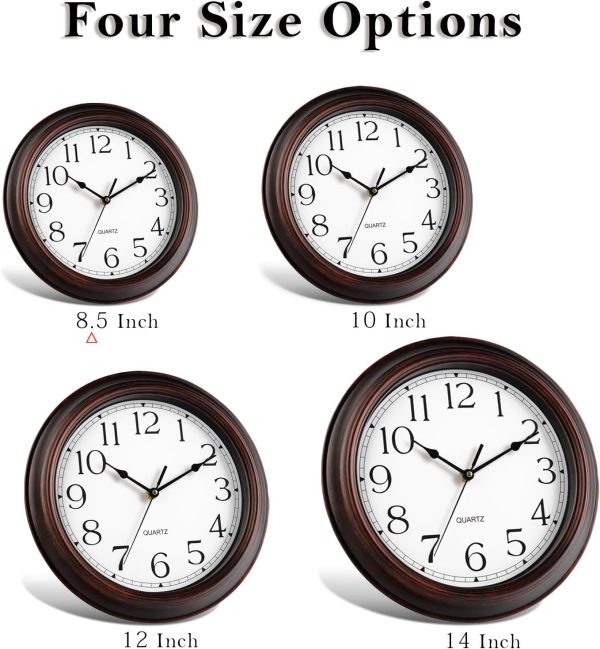 Wall Clocks Battery Operated Silent Non-Ticking Wall Clock 8.5 Inch Small Vintage Retro Rustic Style Decorative for Kitchen Living Room Home Office (Bronze) - Image 4
