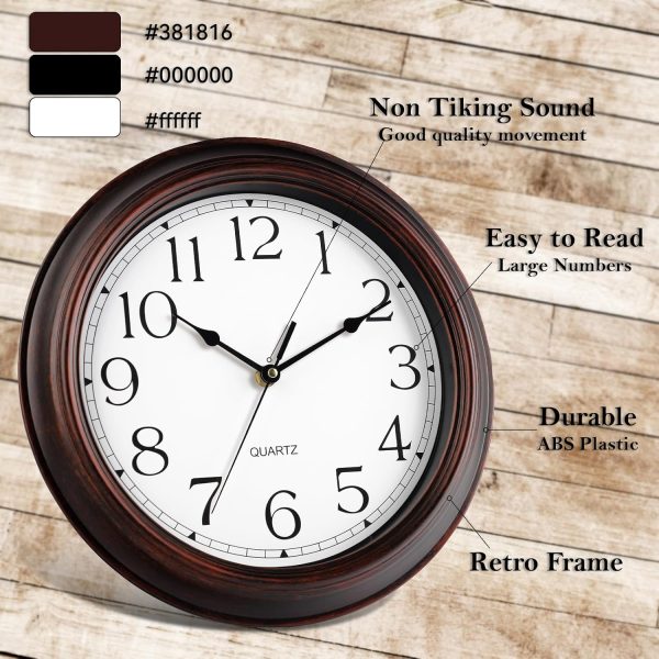 Wall Clocks Battery Operated Silent Non-Ticking Wall Clock 8.5 Inch Small Vintage Retro Rustic Style Decorative for Kitchen Living Room Home Office (Bronze) - Image 5