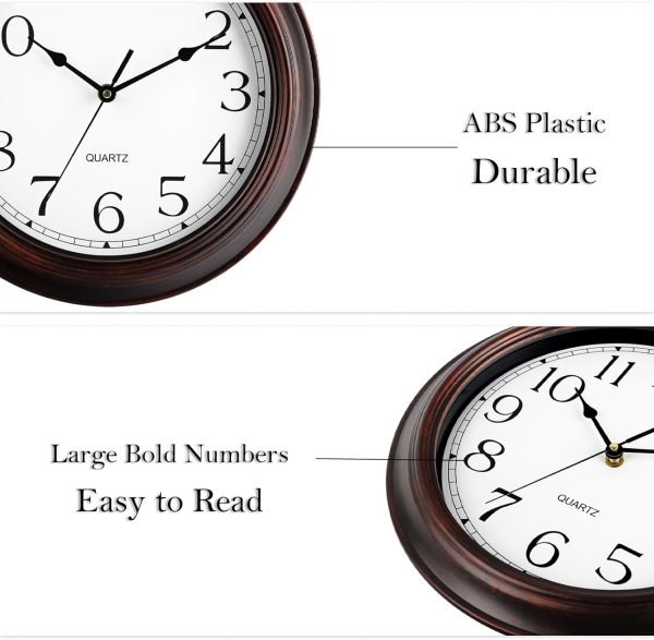 Wall Clocks Battery Operated Silent Non-Ticking Wall Clock 8.5 Inch Small Vintage Retro Rustic Style Decorative for Kitchen Living Room Home Office (Bronze) - Image 7