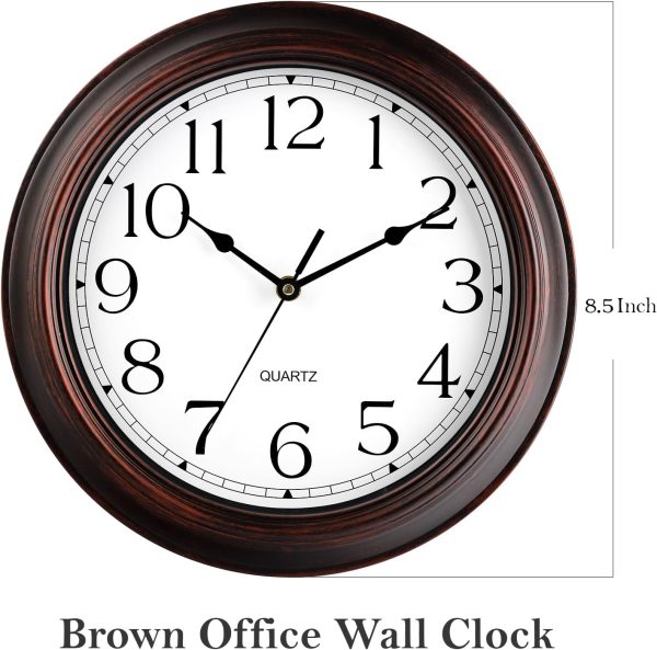 Wall Clocks Battery Operated Silent Non-Ticking Wall Clock 8.5 Inch Small Vintage Retro Rustic Style Decorative for Kitchen Living Room Home Office (Bronze) - Image 8
